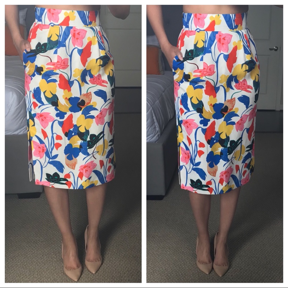 J. Crew - floral, high waist, pencil skirt